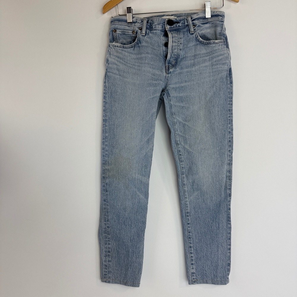 Moussy Vintage Jeans Womens 25 Light Blue High Rise Button Fly Straight‎ Leg